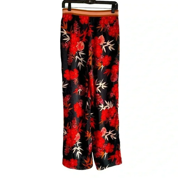 Motivi Pants - Motivi Cherry Blossom Wide Leg Side Zip Pants